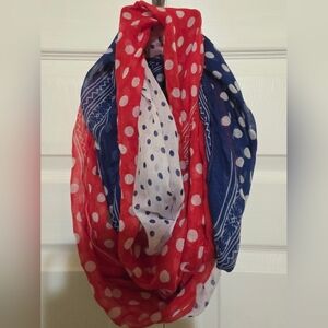 Polka Dot Red, White, and Blue Scarf